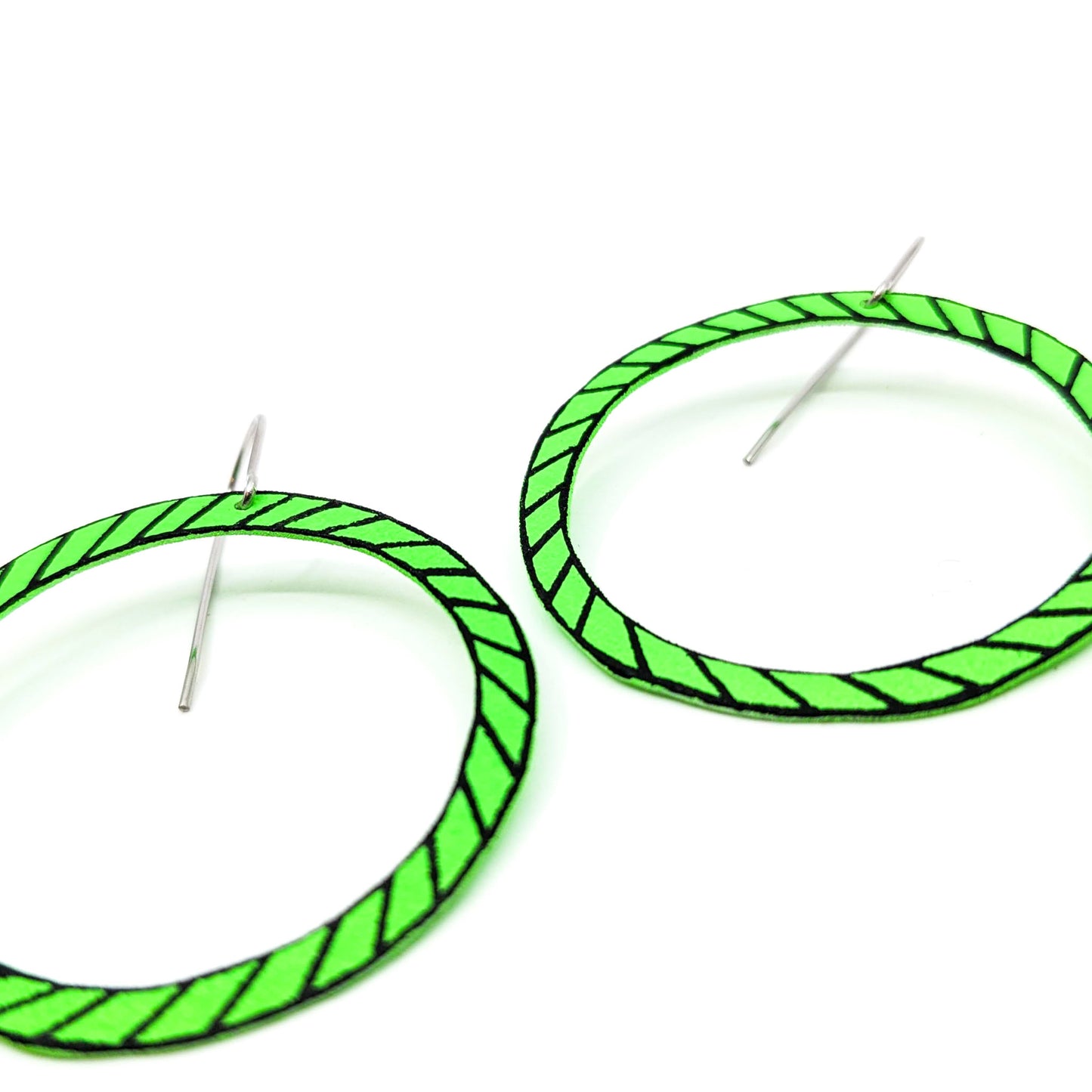 Green Circle with Black Lines Earrings