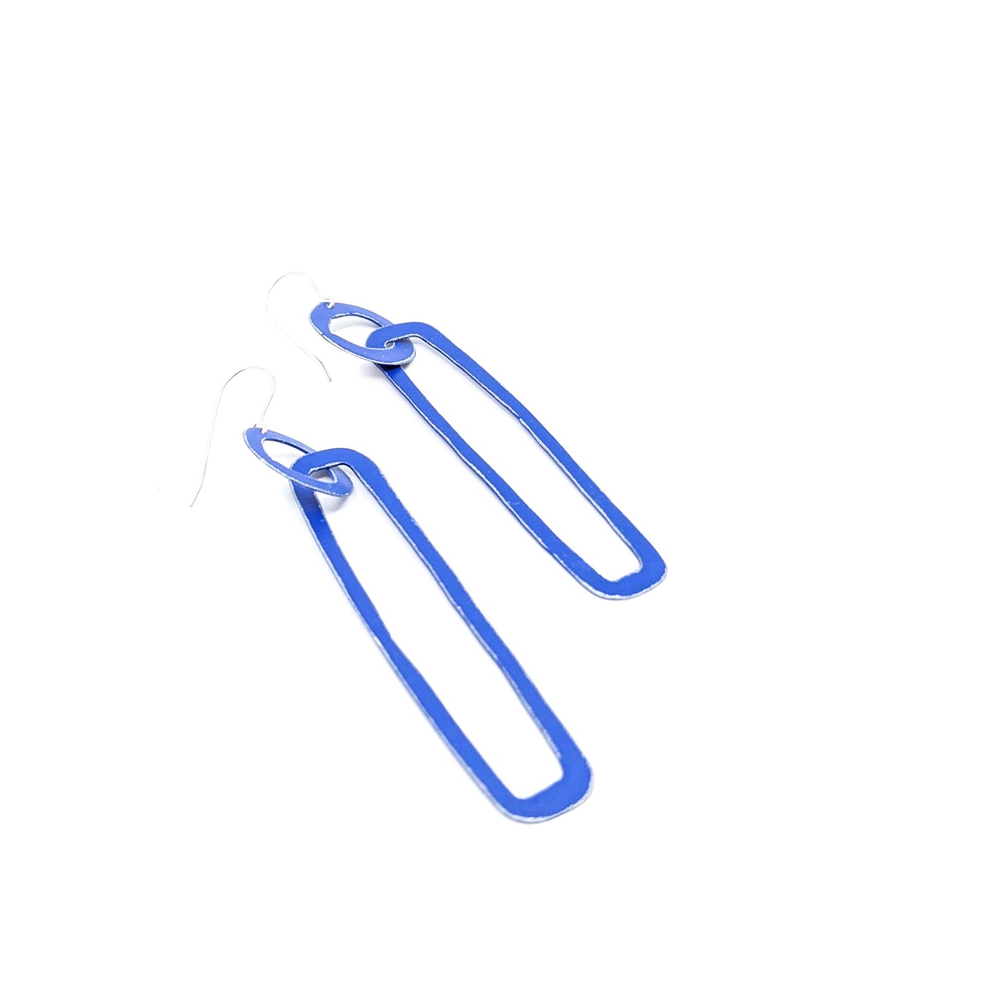 Circle/ Rectangle, Blue Earrings