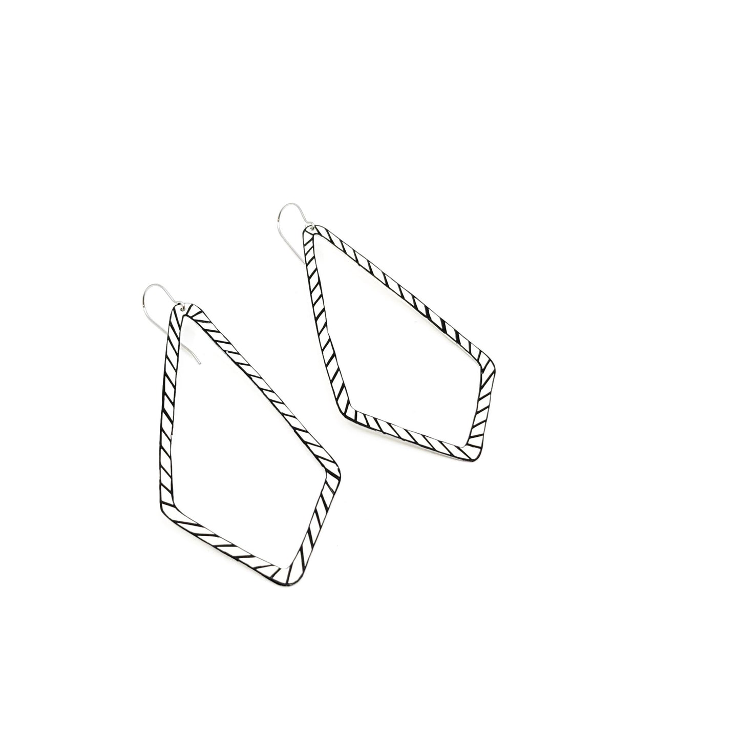 Diamond Shape Black and White Lines Earrings