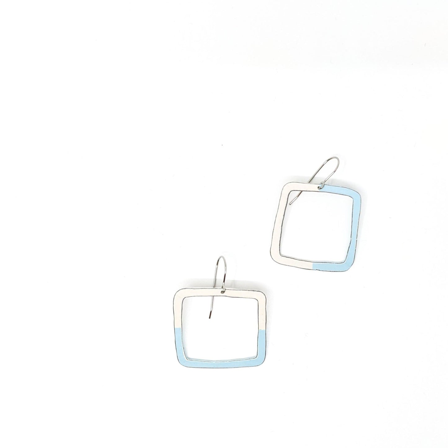 Small Square, Blue/ White Earrings