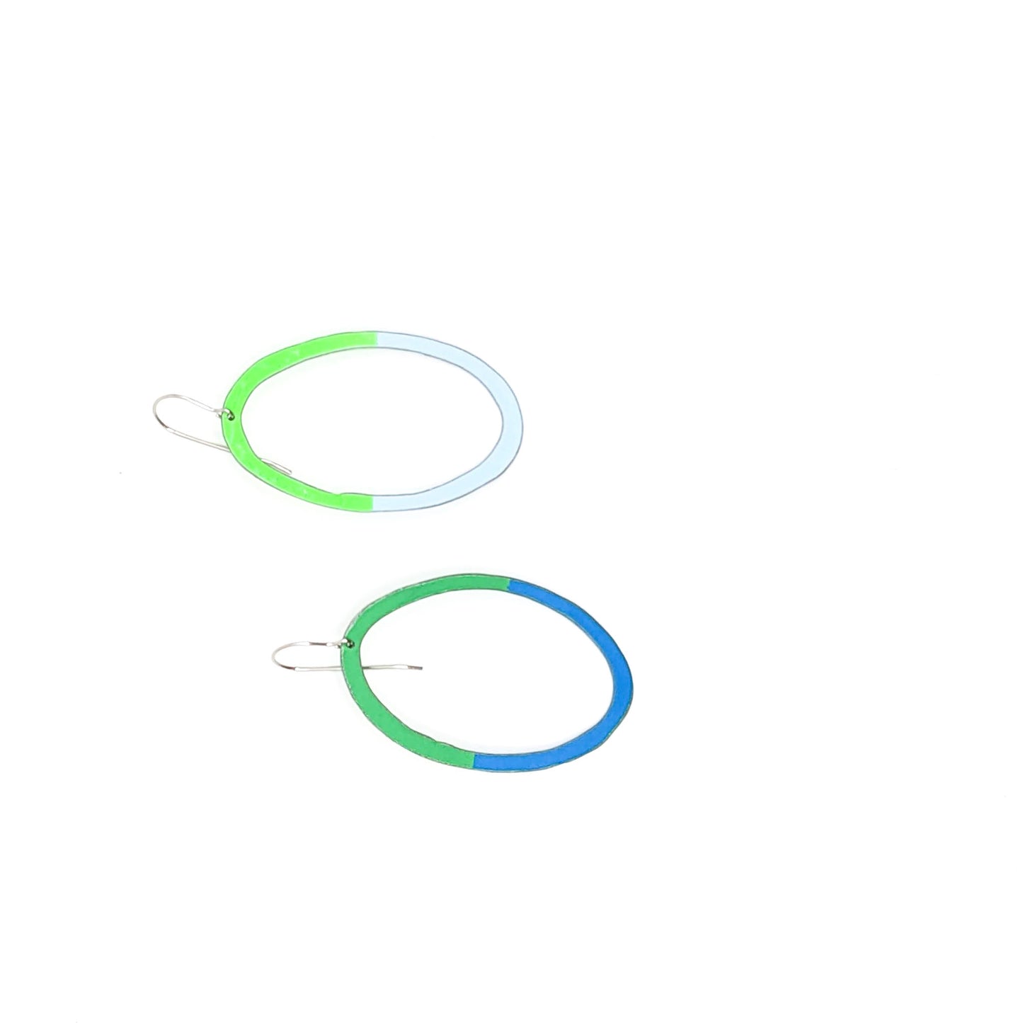 Green and Blue Oval Shaped Earrings