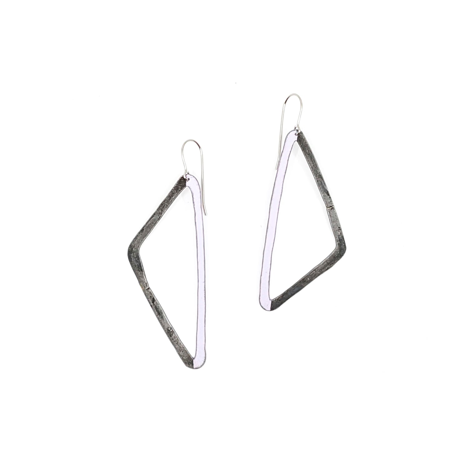 Steel and Lavender Triangle Shaped Earrings