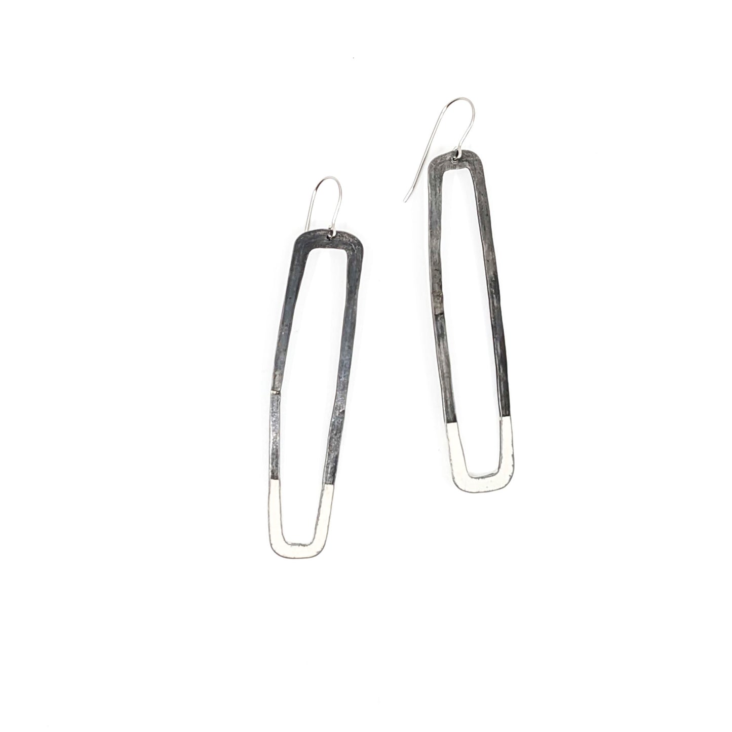 Steel/White Rectangle Lines Earrings