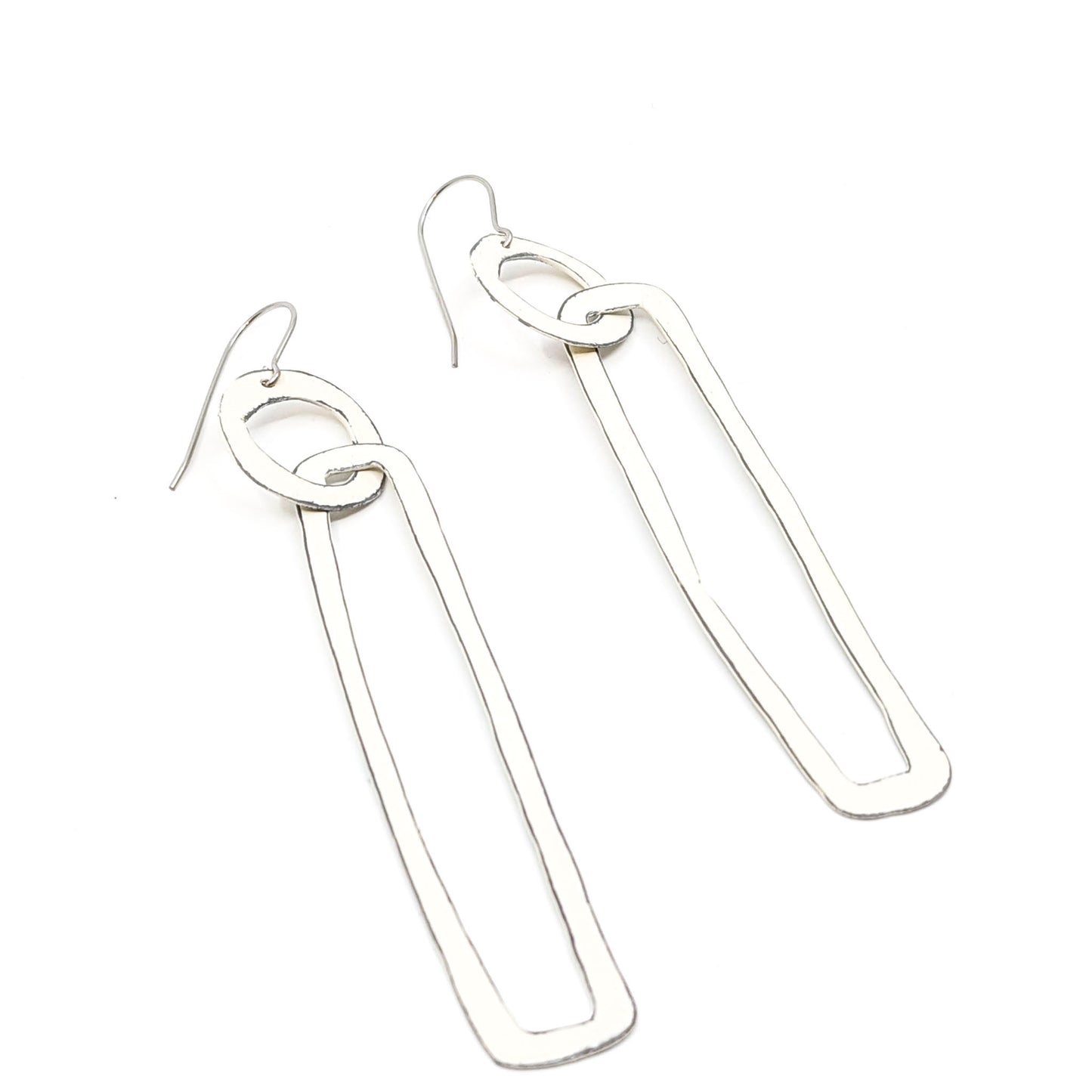 Circle/ Rectangle, White Earrings