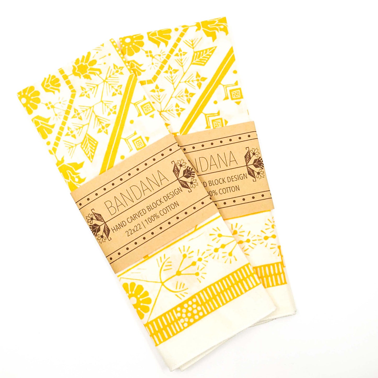 Geo Medallion Bandana, Gold Ink on Cream