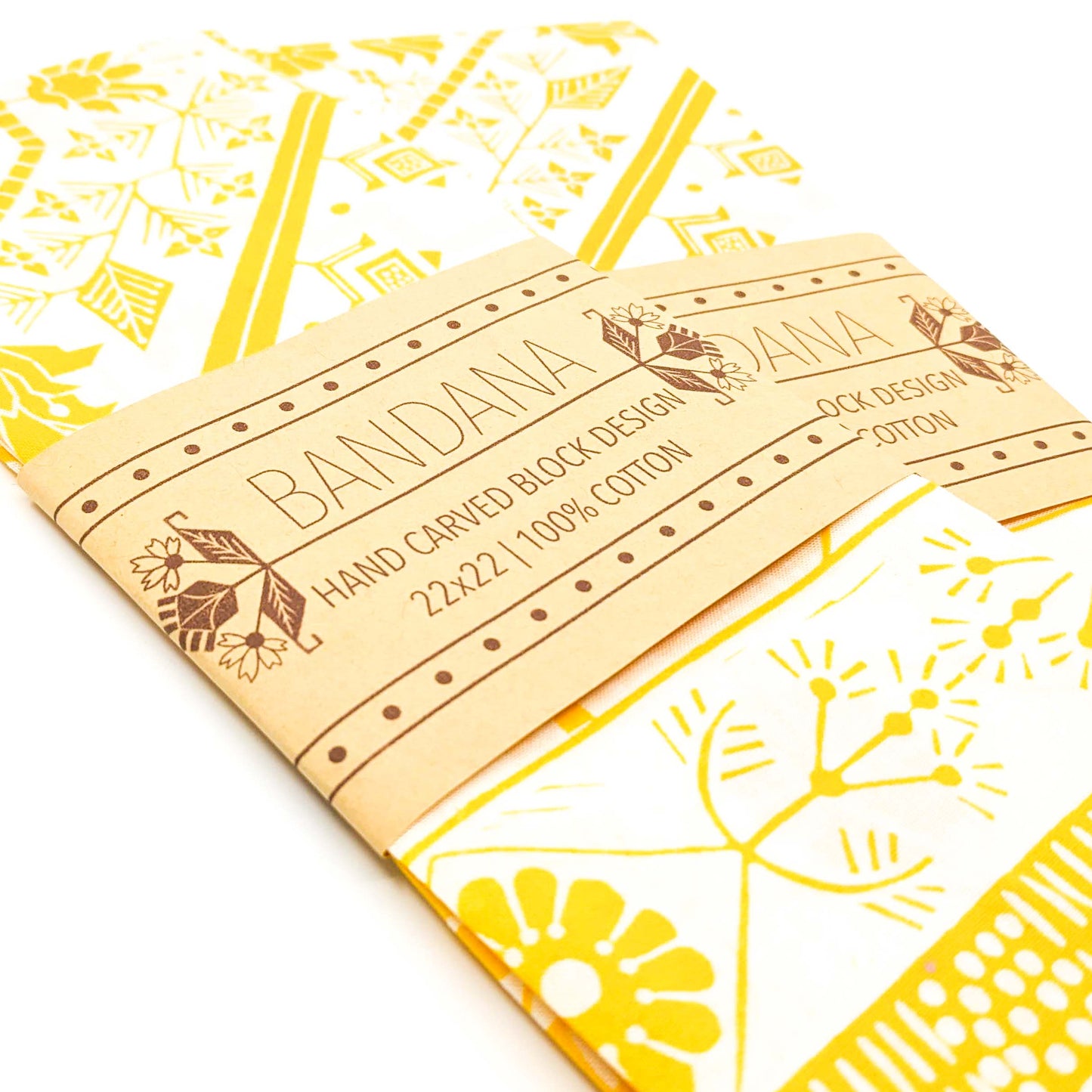 Geo Medallion Bandana, Gold Ink on Cream