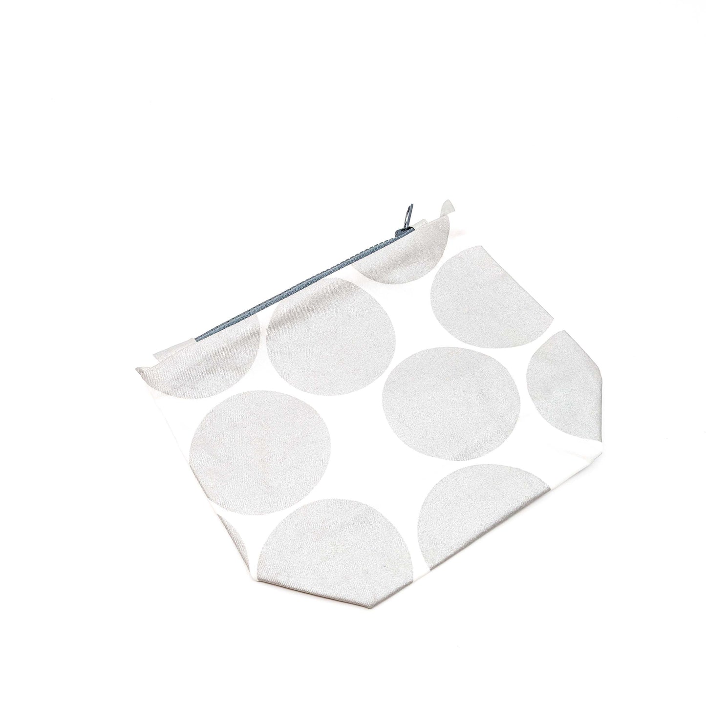 Gusseted Zippered Pouches, Cotton, Small / Big Silver Dot