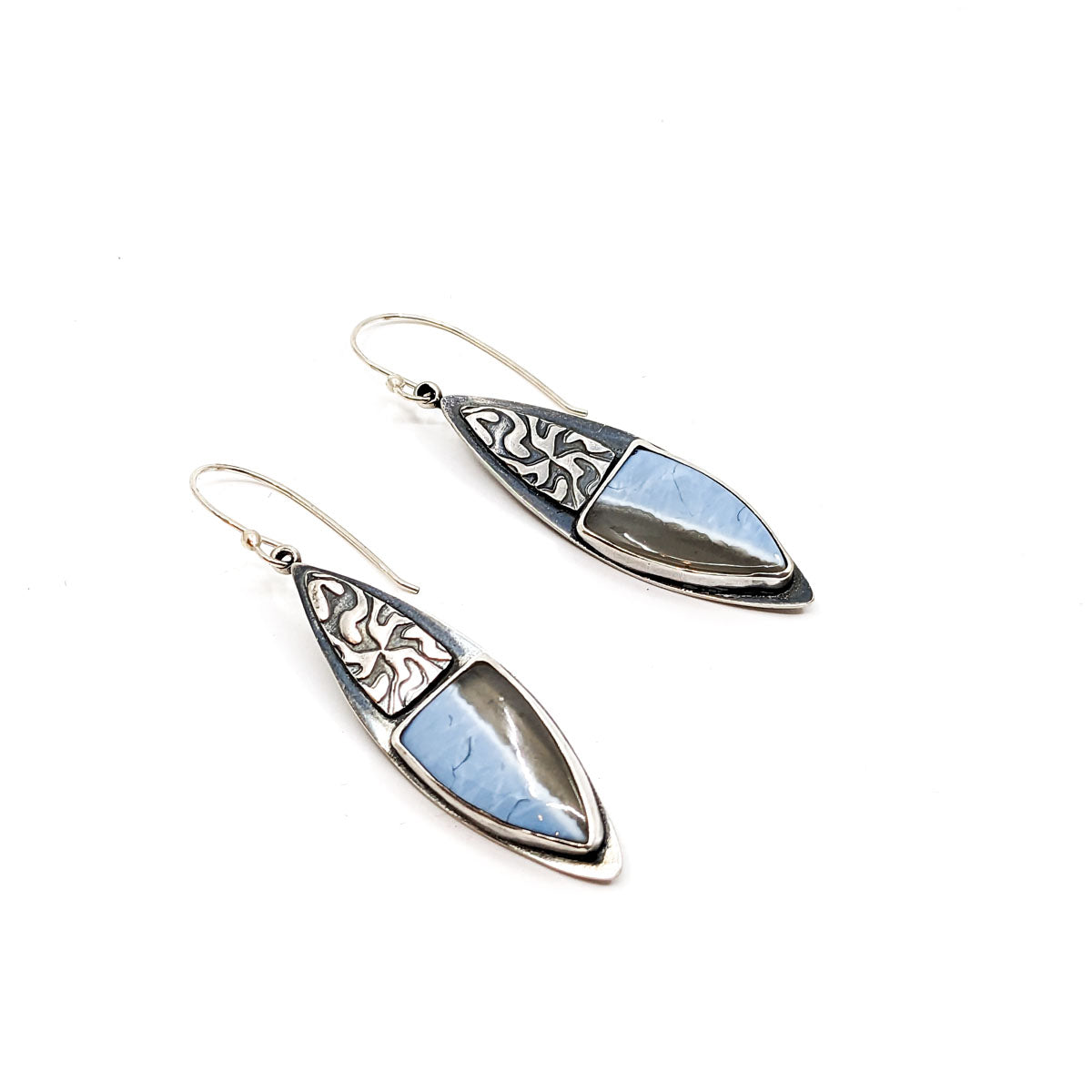 Petrified Blue Opal Earrings
