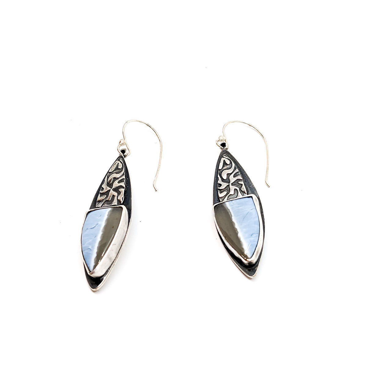 Petrified Blue Opal Earrings