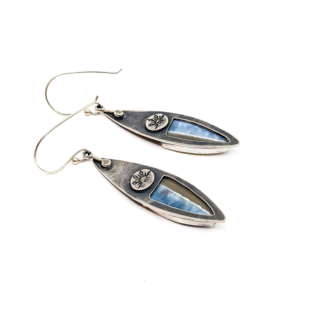 Petrified Blue Opal Earrings