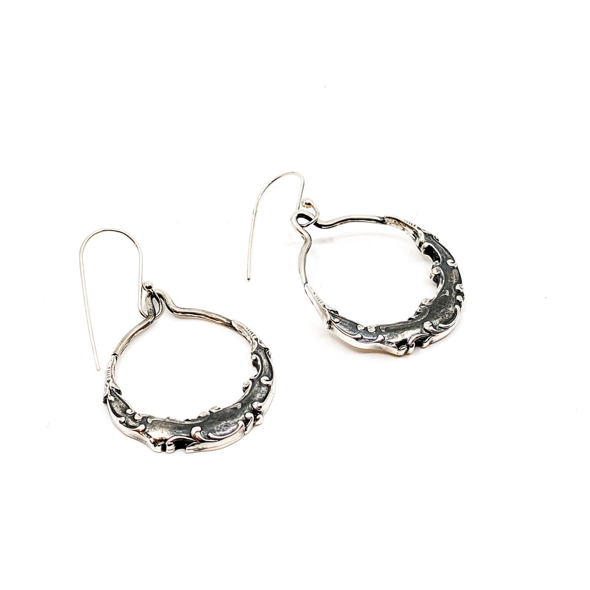 Silver Flourish Hoops