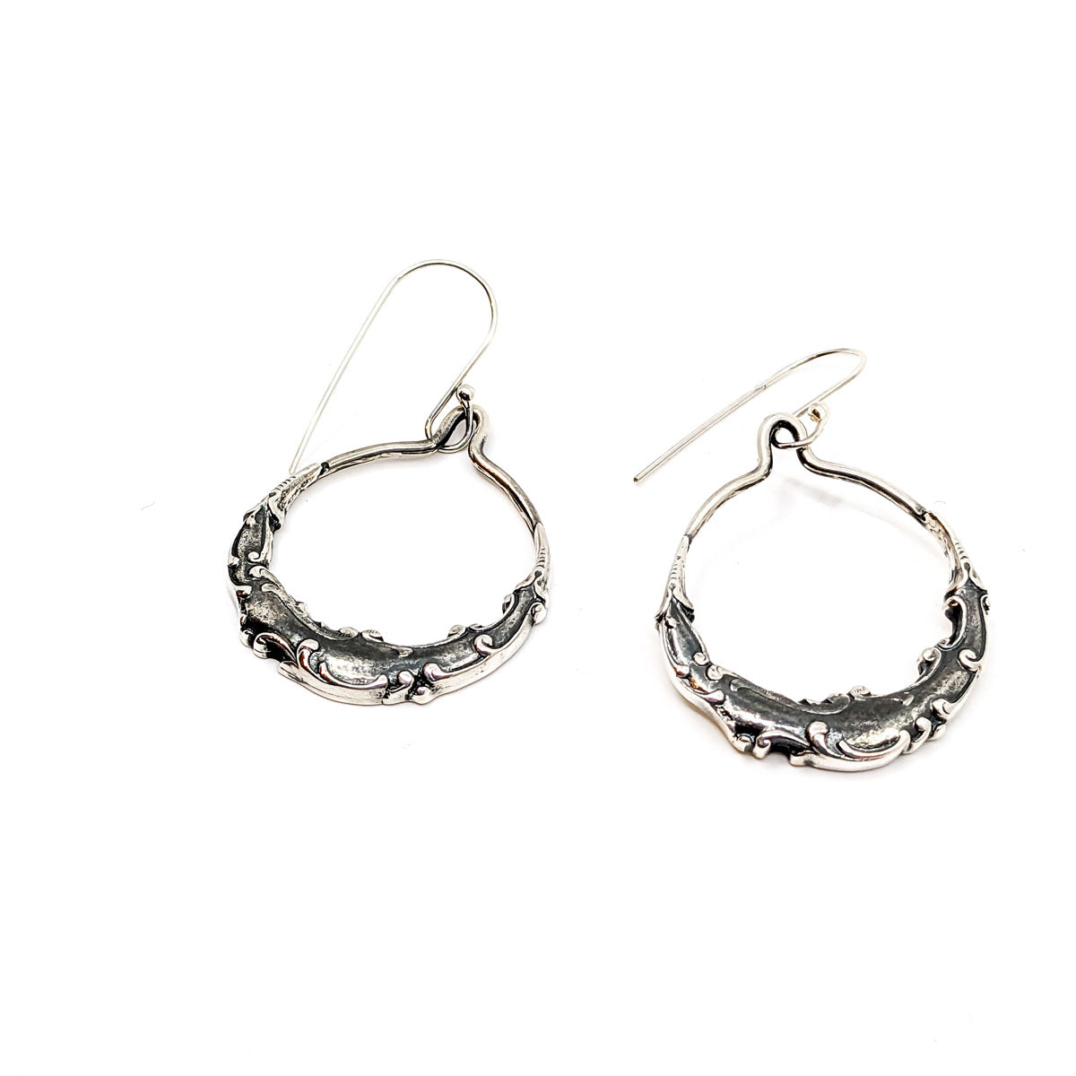Silver Flourish Hoops