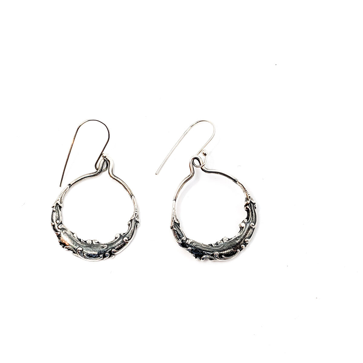 Silver Flourish Hoops
