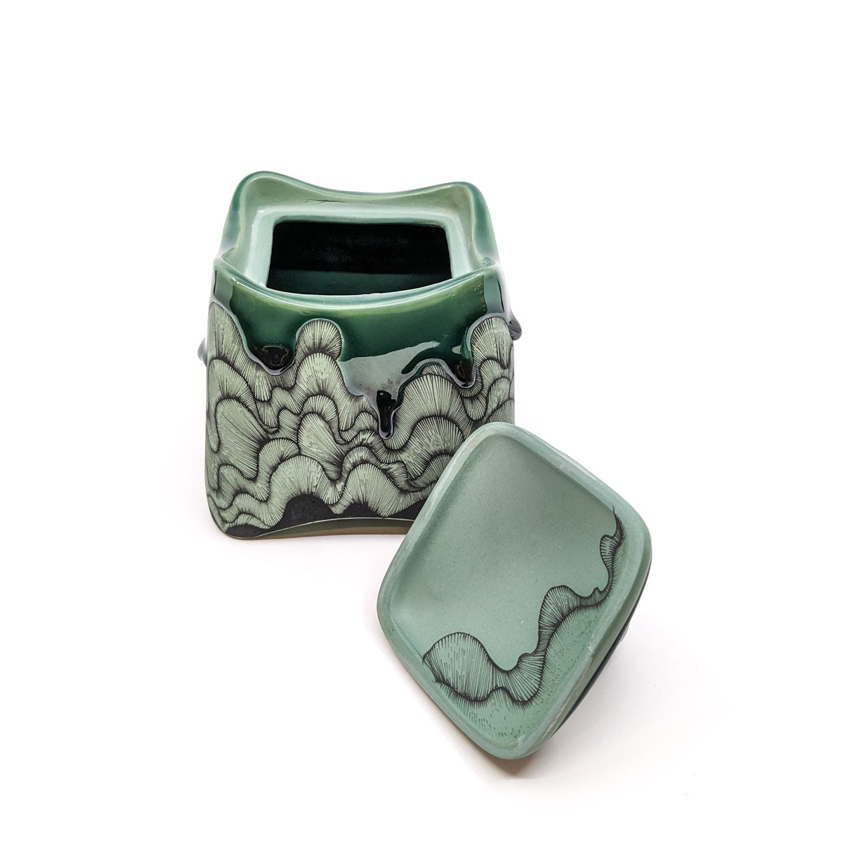 Small Box Jar in Green