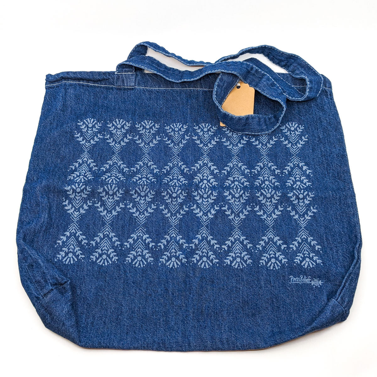 Geo Flower Denim Tote