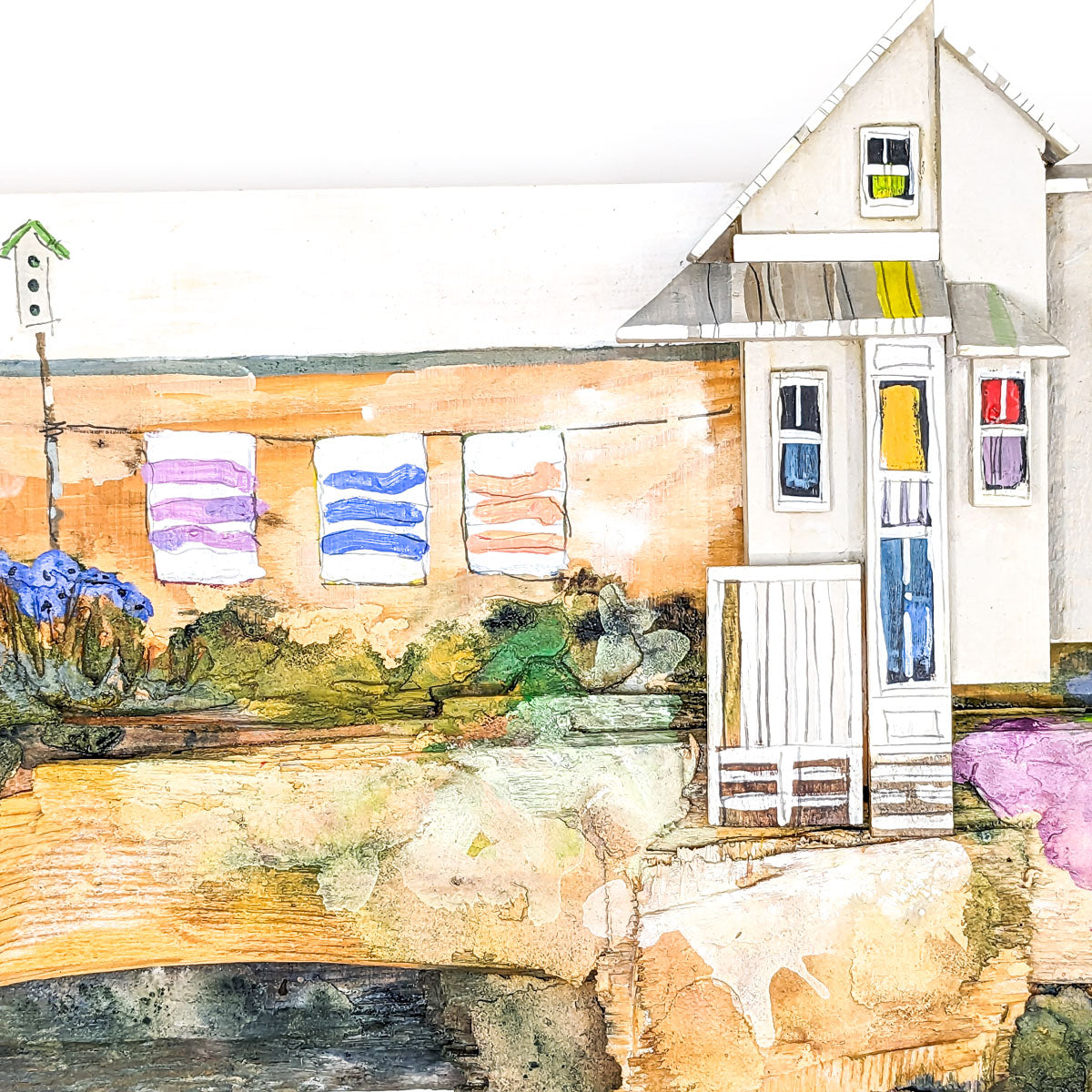Gray Cottage and Hanging Towels-Y765
