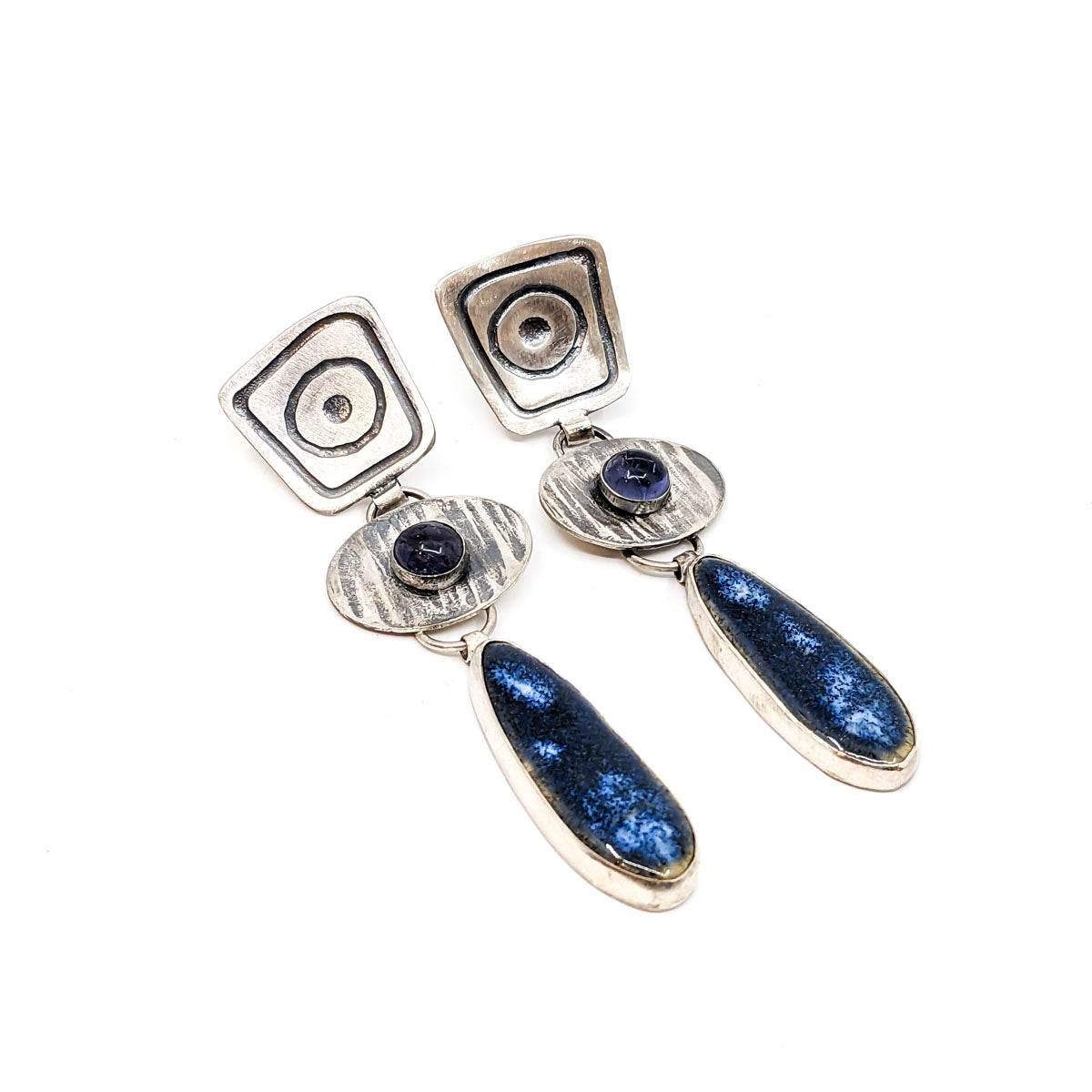 Cobalt Cloud and Iolite Earrings