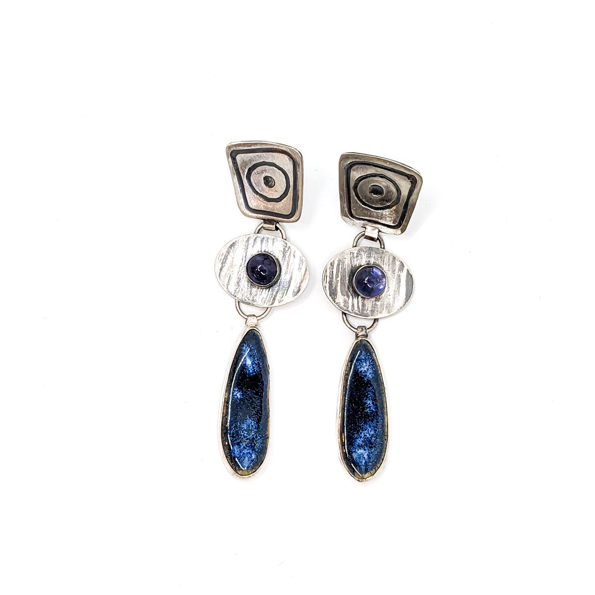Cobalt Cloud and Iolite Earrings