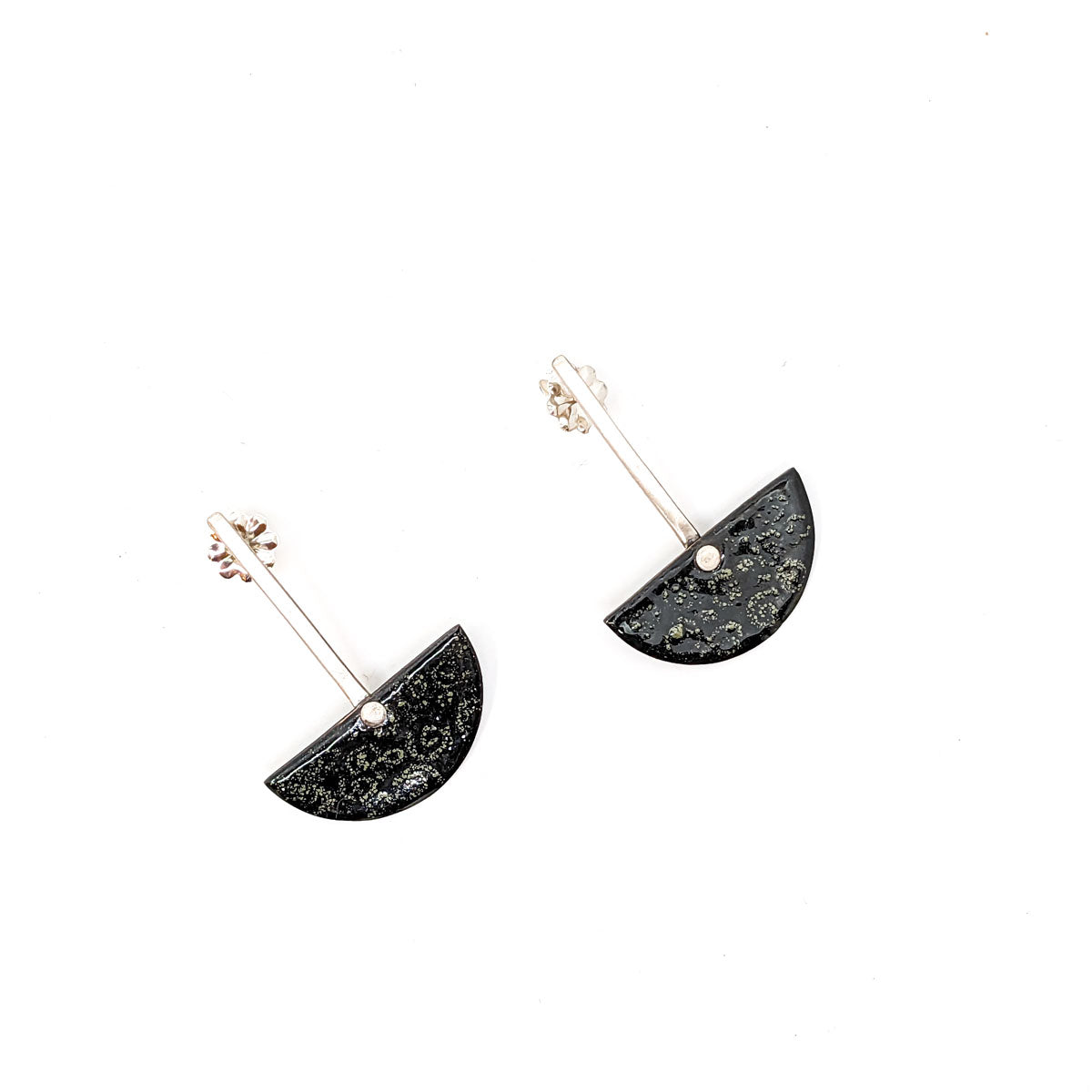 Torch-Fired, Half-Circle Enamel Earrings
