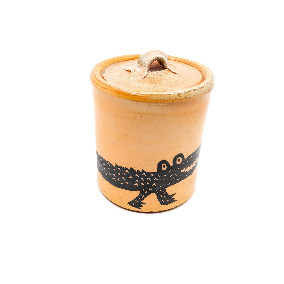 Lidded Jar with Gator and Bird