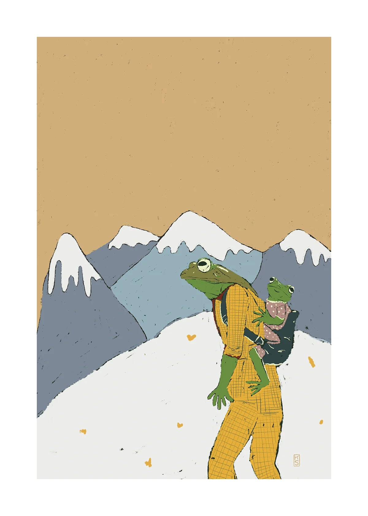 Hiking Frog, Print