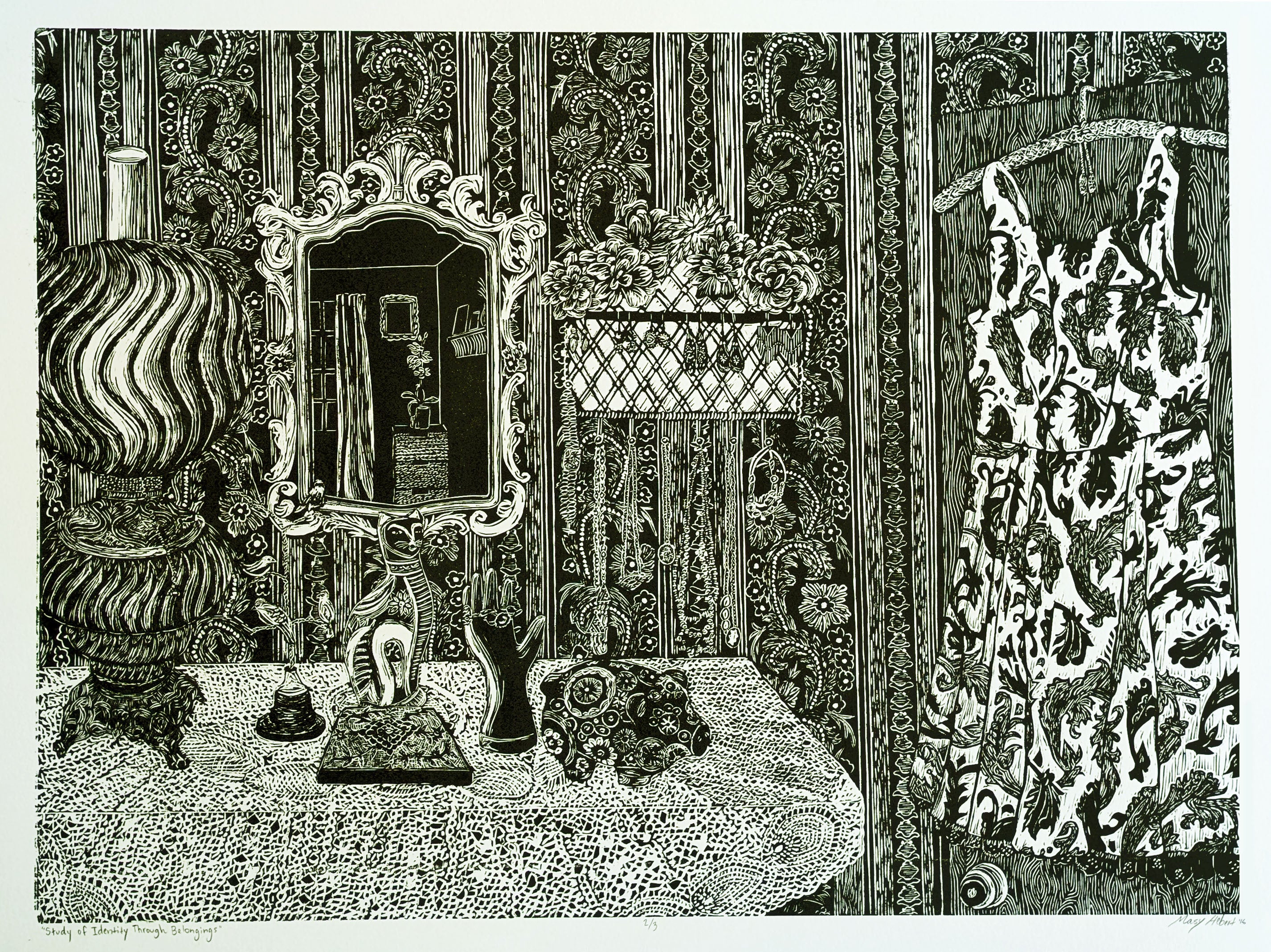 Study of Identity Through Belongings- Original Linocut