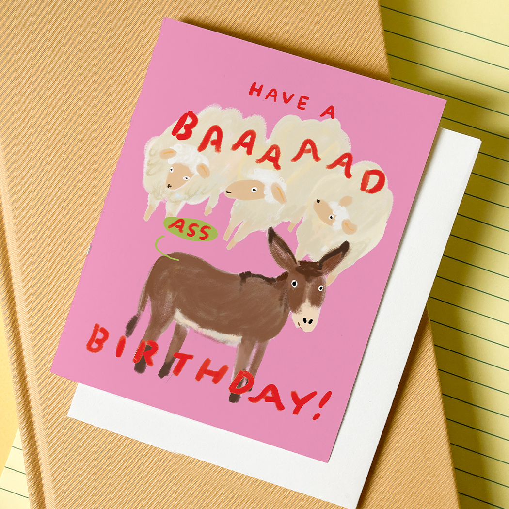 Baaad Ass Birthday - Snarky Donkey Birthday Card