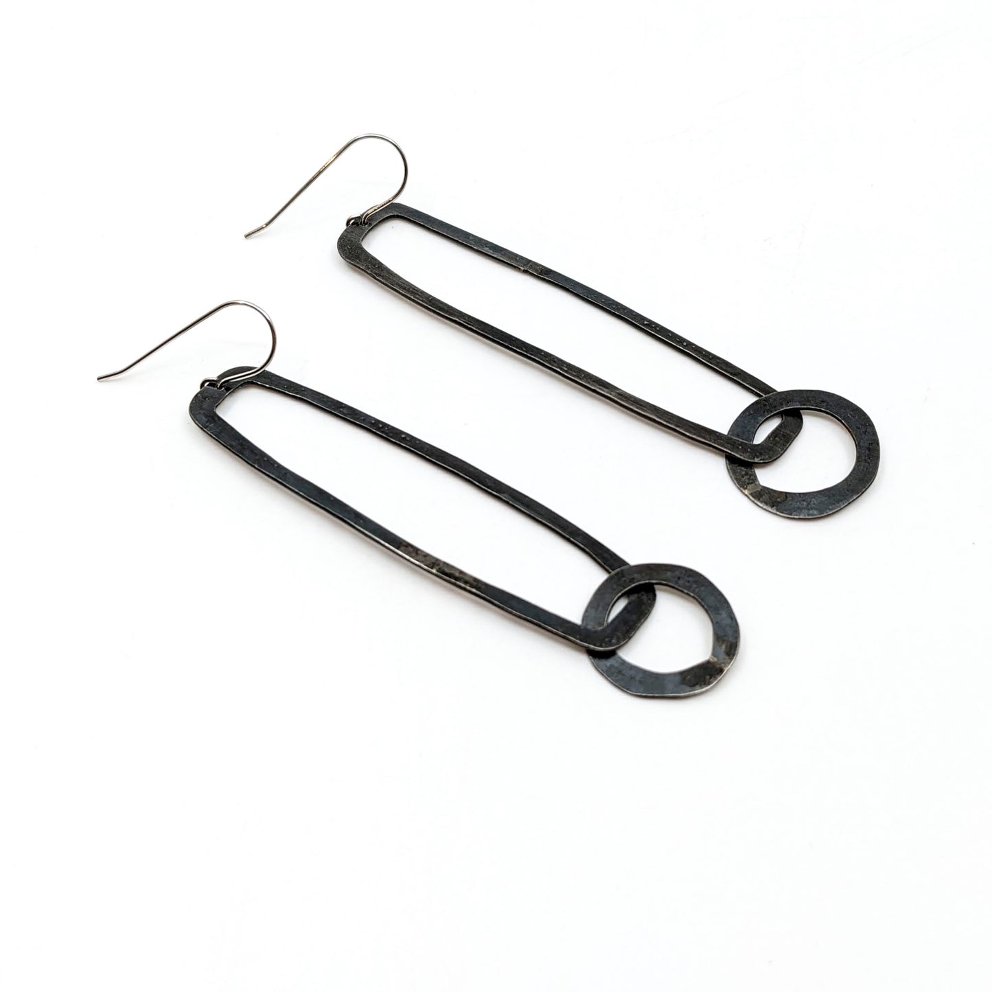 Rectangle/ Circle Gun-blue Earrings