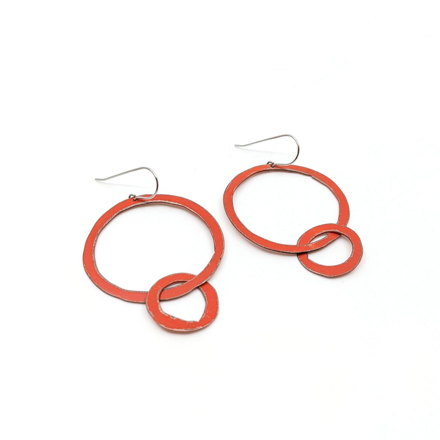 Circle/Circle Red Earrings