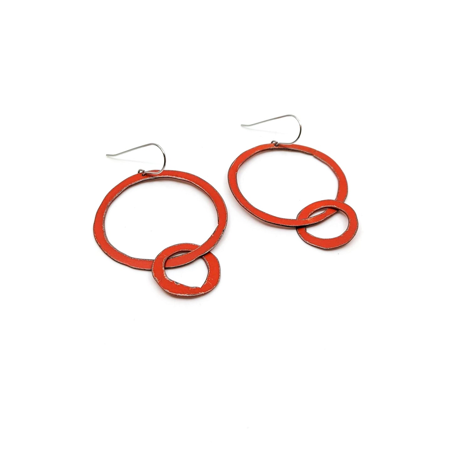 Circle/Circle Red Earrings