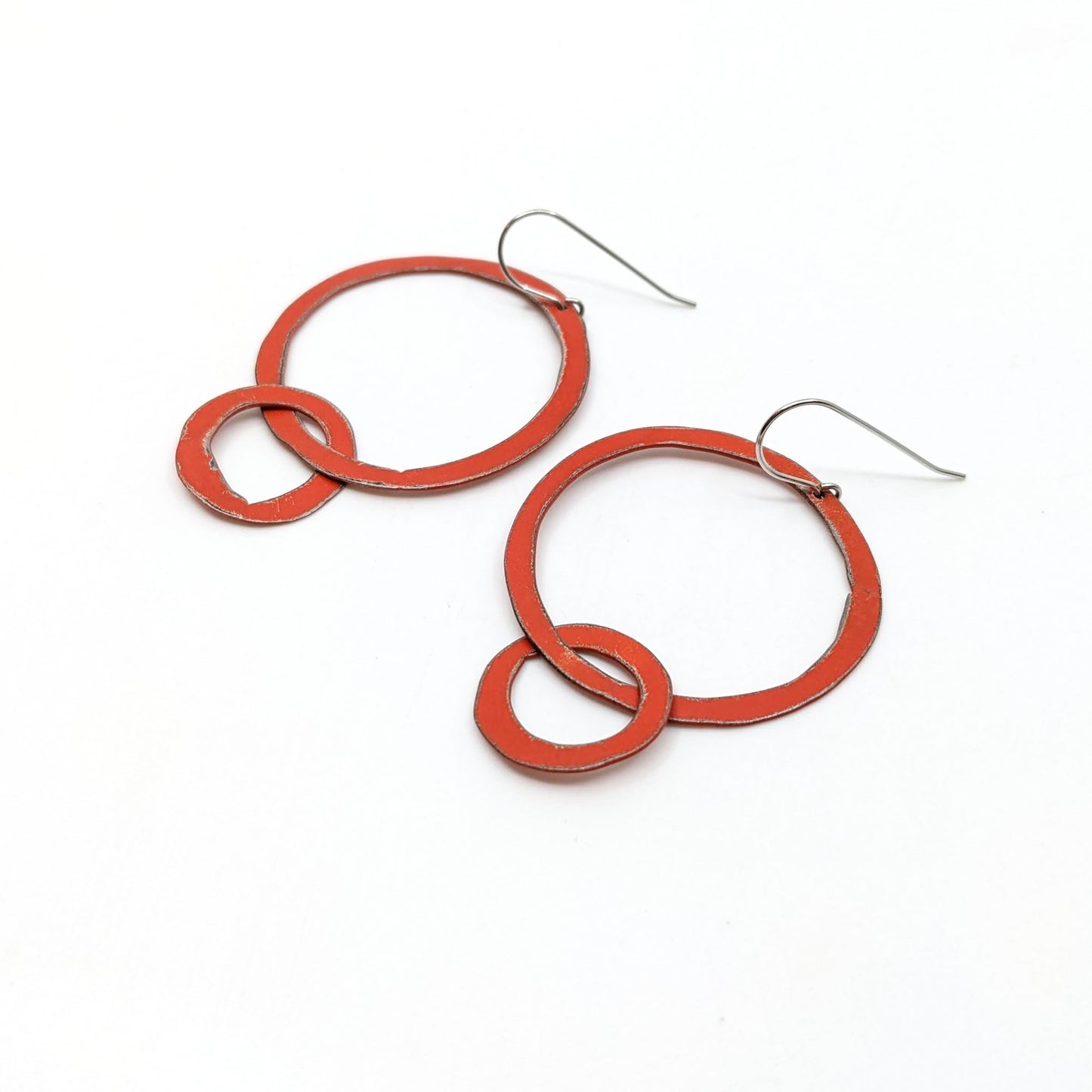 Circle/Circle Red Earrings
