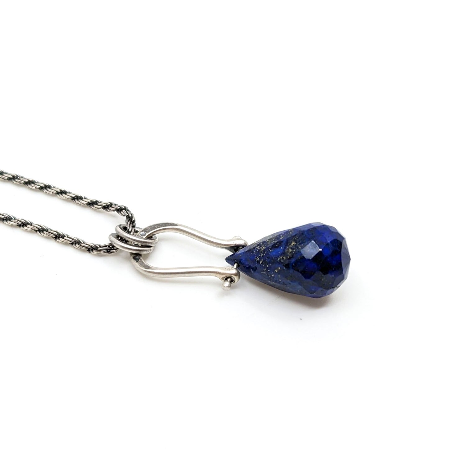 Petite Swings- Lapis Drop Pendant- Necklace- APS NK09 SS