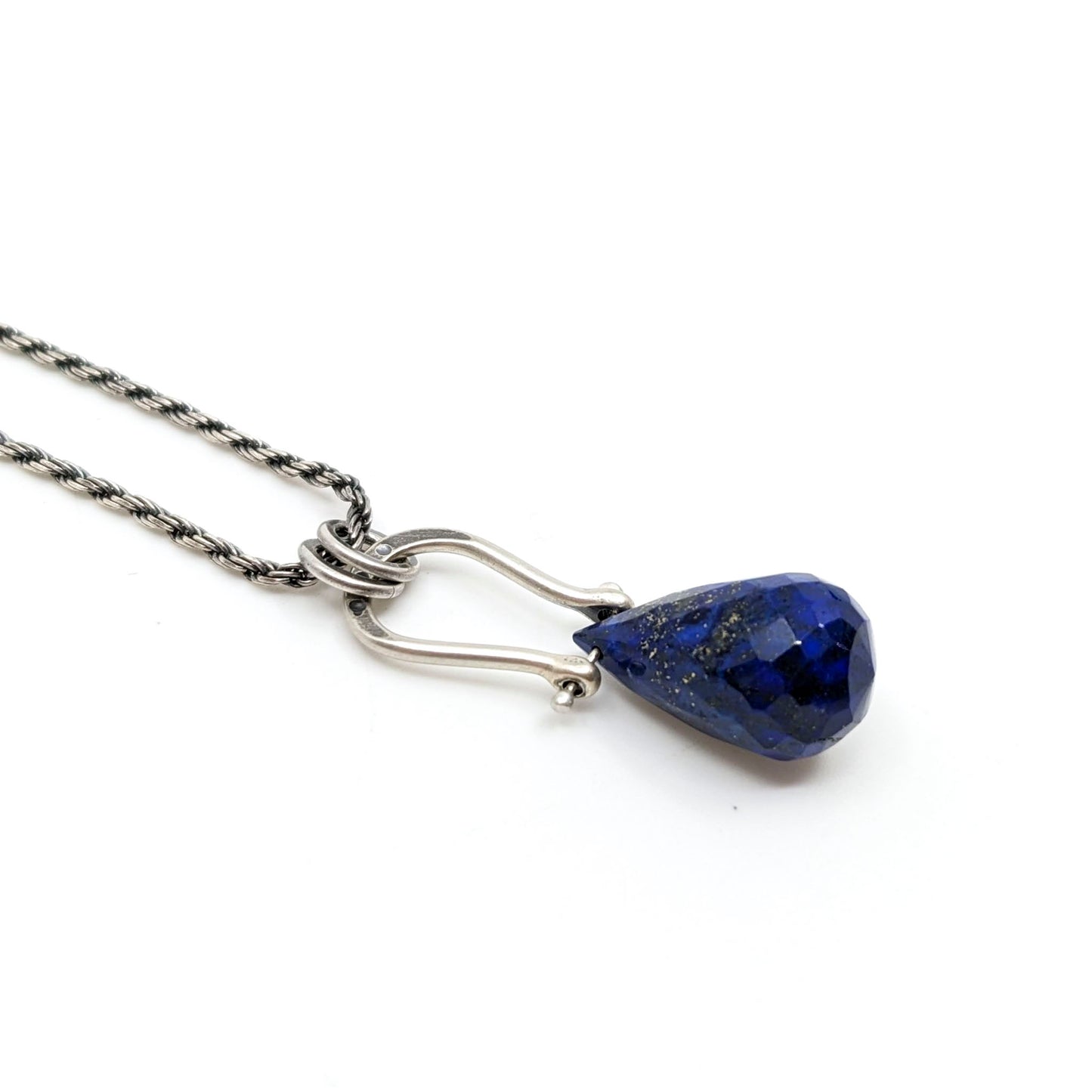 Petite Swings- Lapis Drop Pendant- Necklace- APS NK09 SS