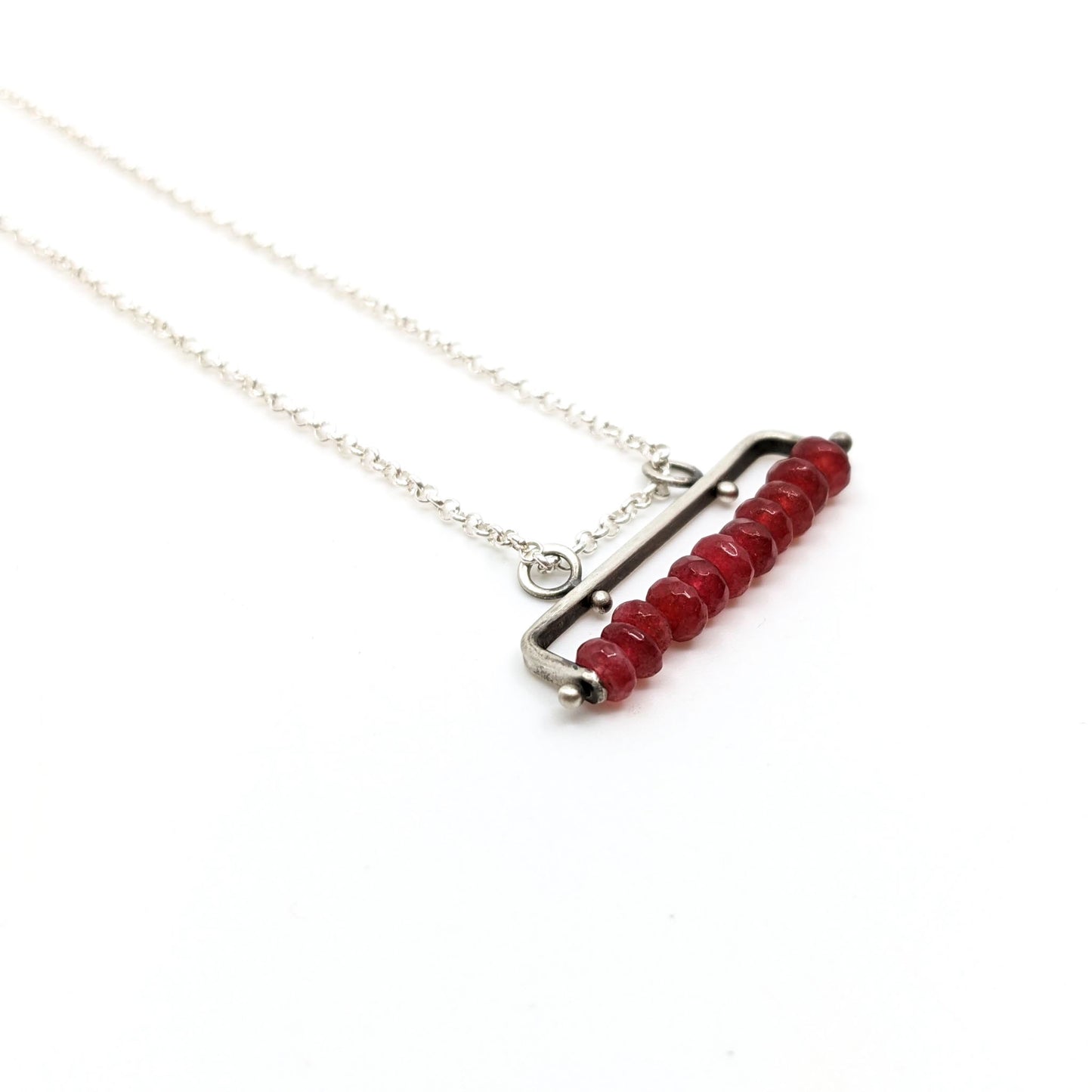 TN Copper Cranberry Jade Bar- Necklace- TN21 NK09SS