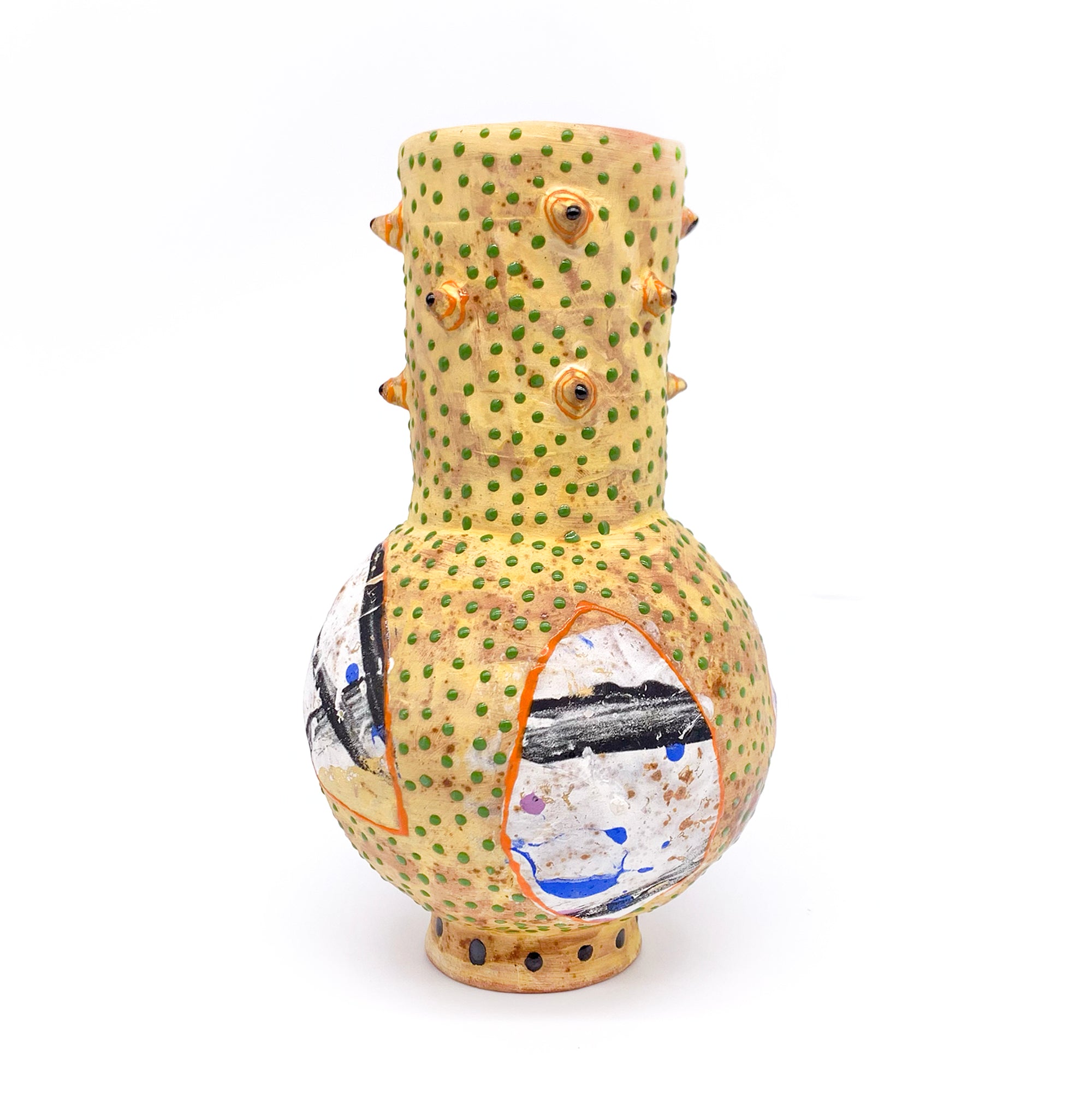 Spiky Vase (Yellow with Green Dots)