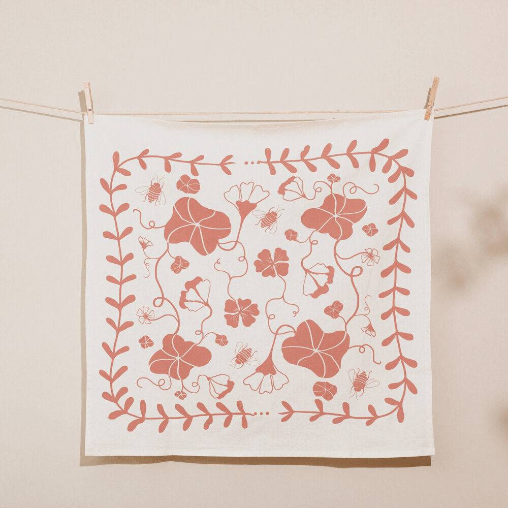 Nasturtium- Tea Towel in Clay