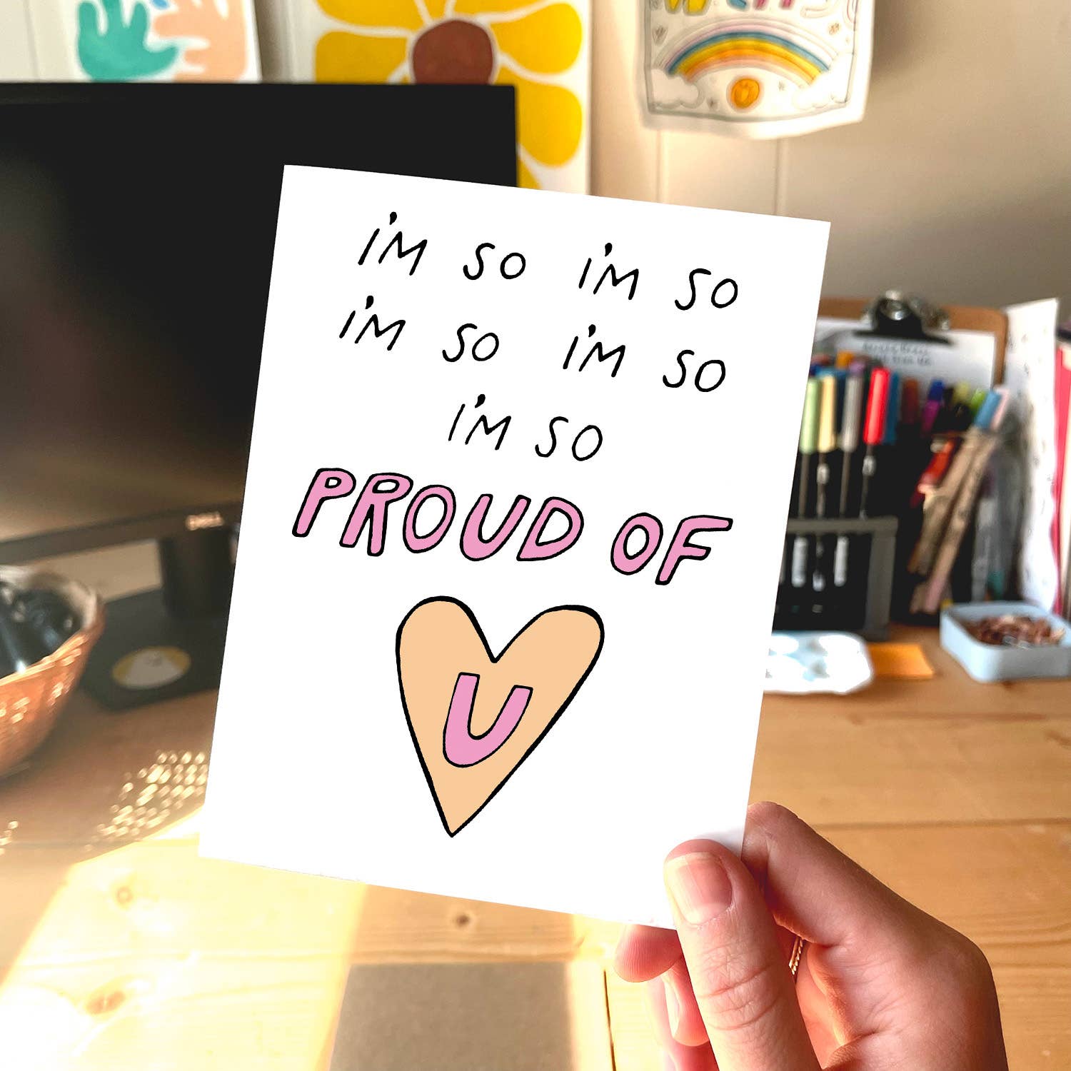 So Proud Handmade Love Card with Kraft Envelope
