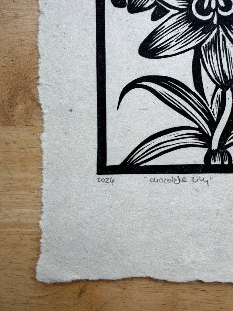 Chocolate Lily Mini Print: Natural White