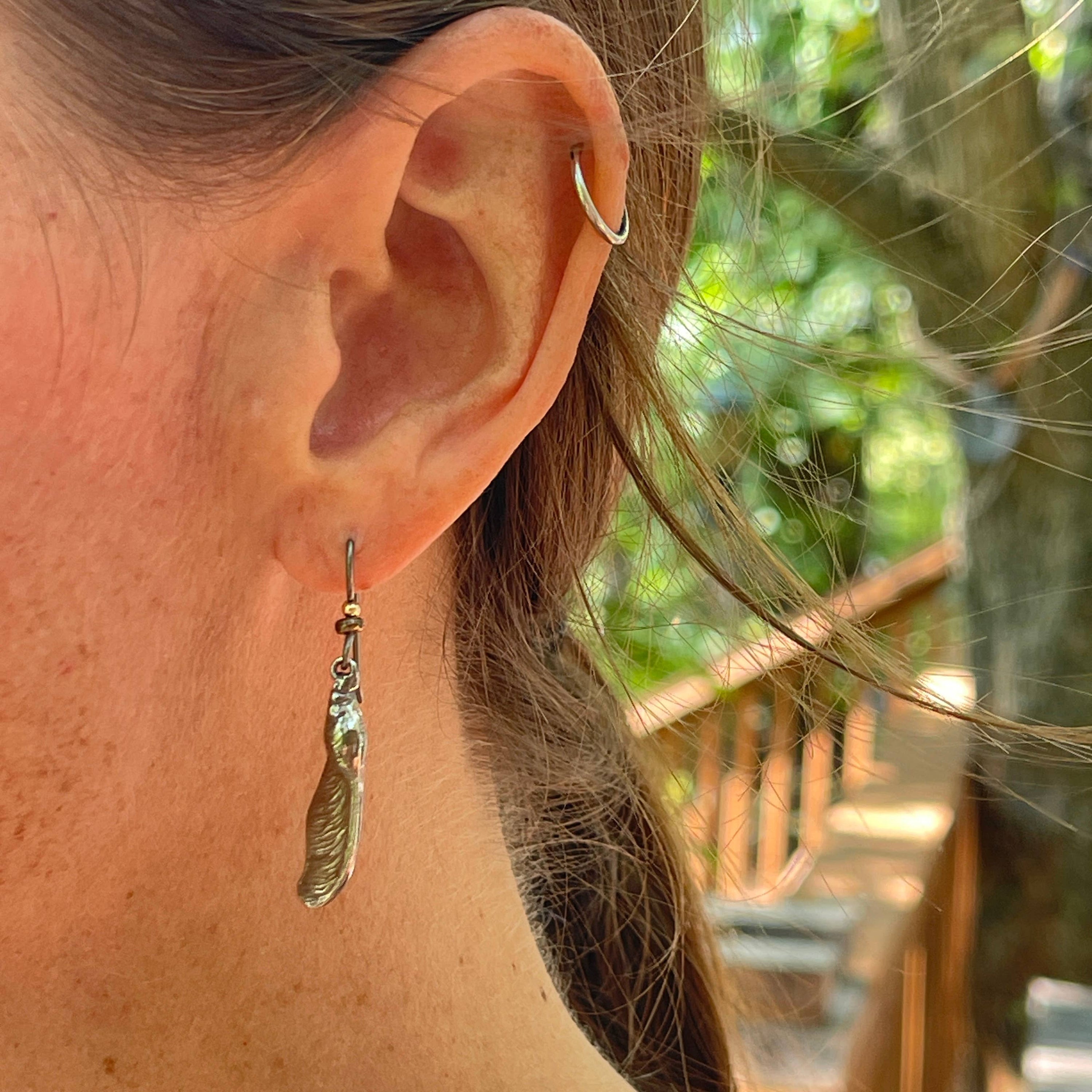 Tiny Maple Seed Earrings- Bronze