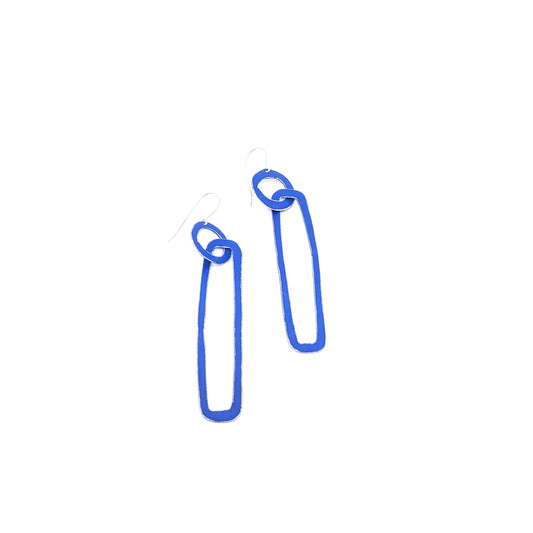 Circle/ Rectangle, Blue Earrings