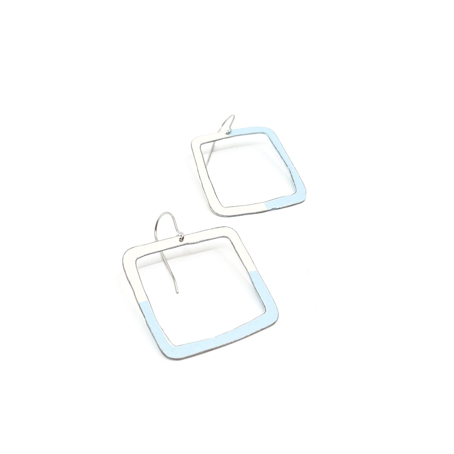 Small Square, Blue/ White Earrings