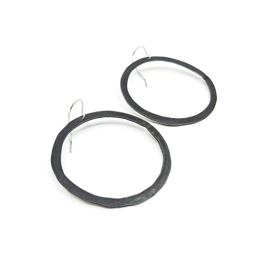 Hammered Steel Circle Earrings