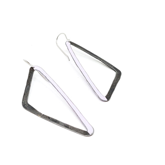 Steel and Lavender Triangle Shaped Earrings