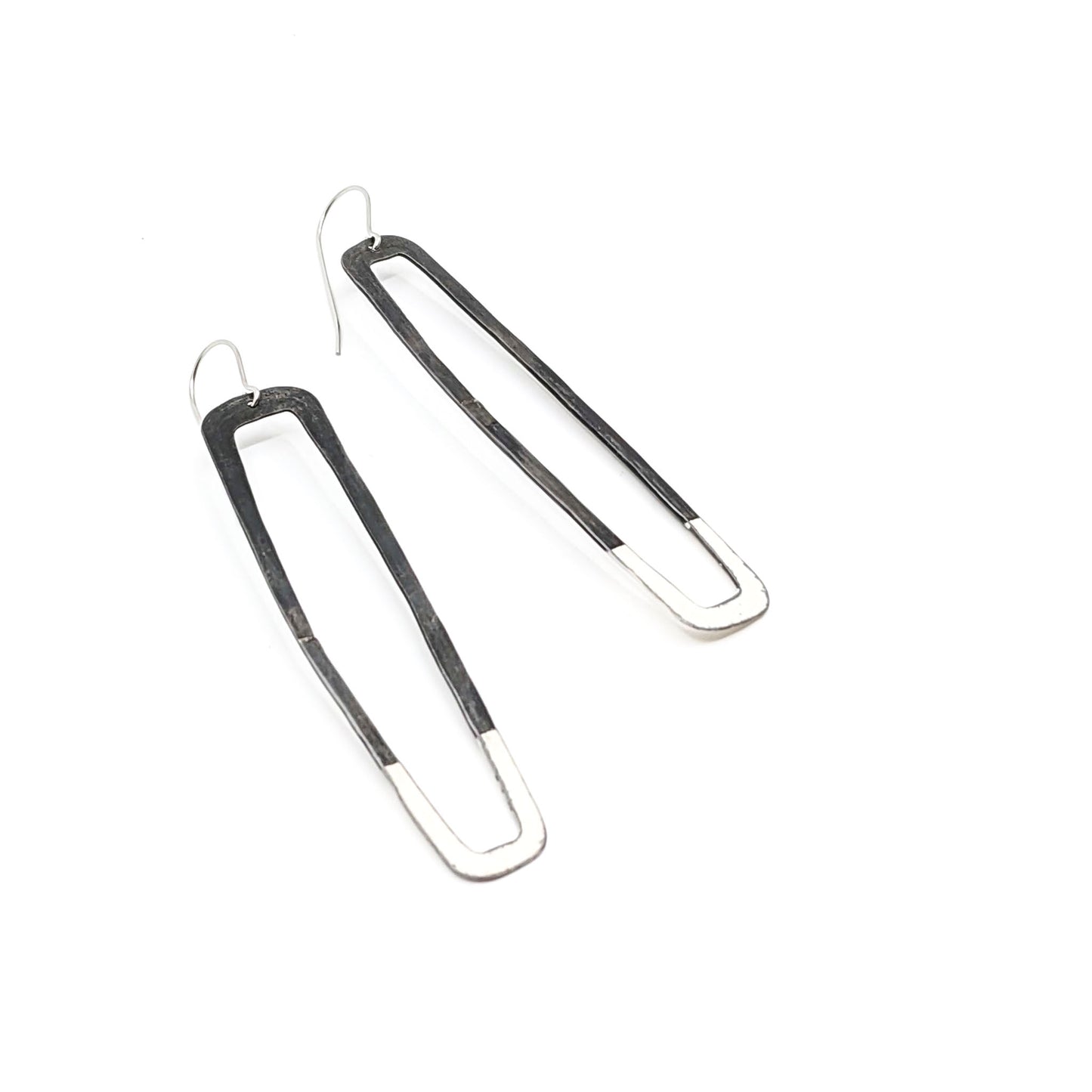 Steel/White Rectangle Lines Earrings