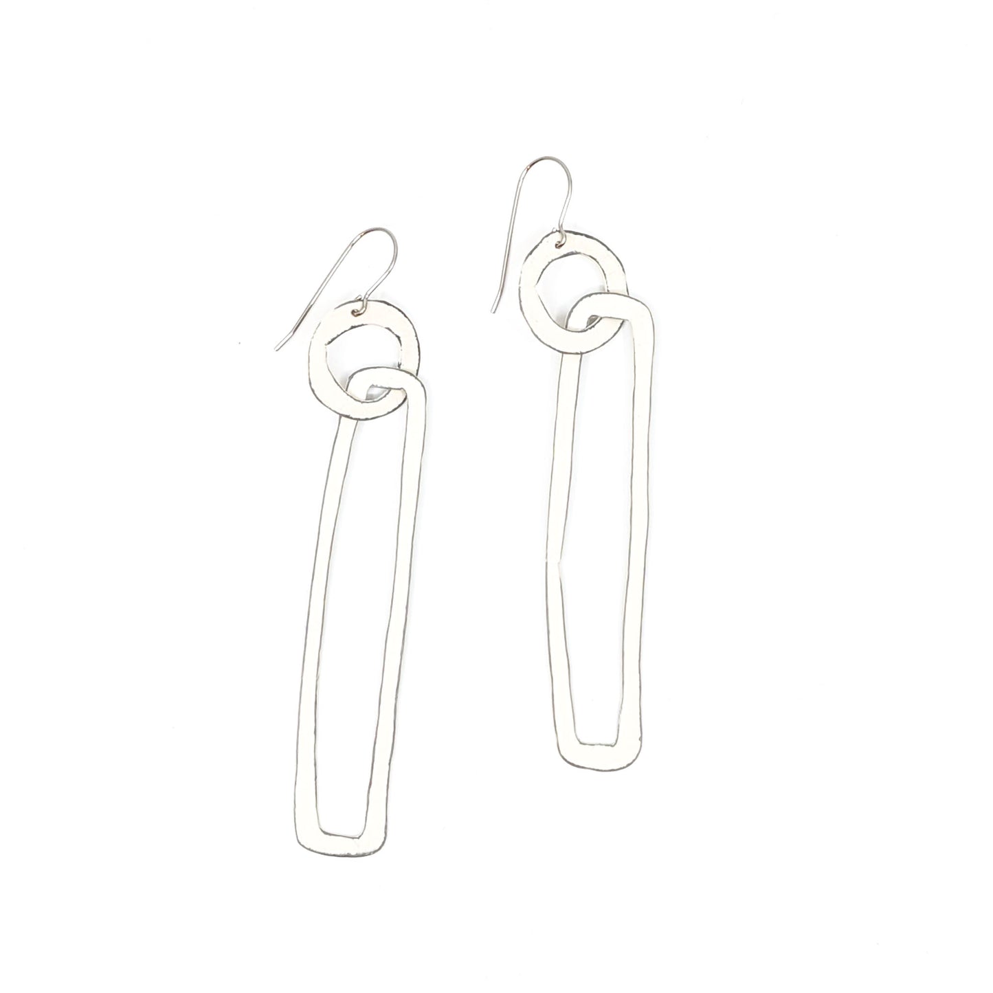Circle/ Rectangle, White Earrings