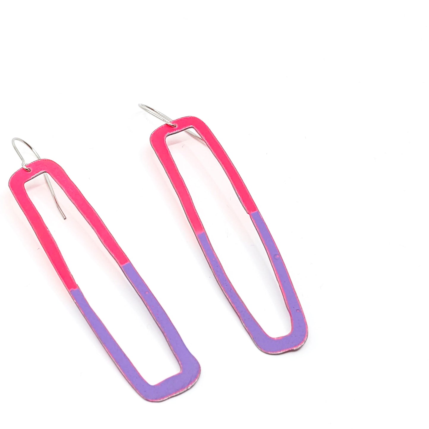 Hot Pint/Purple Rectangle Earrings