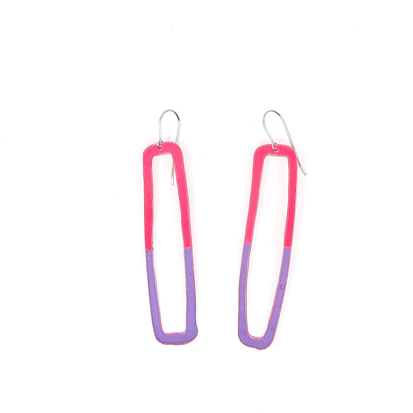 Hot Pint/Purple Rectangle Earrings