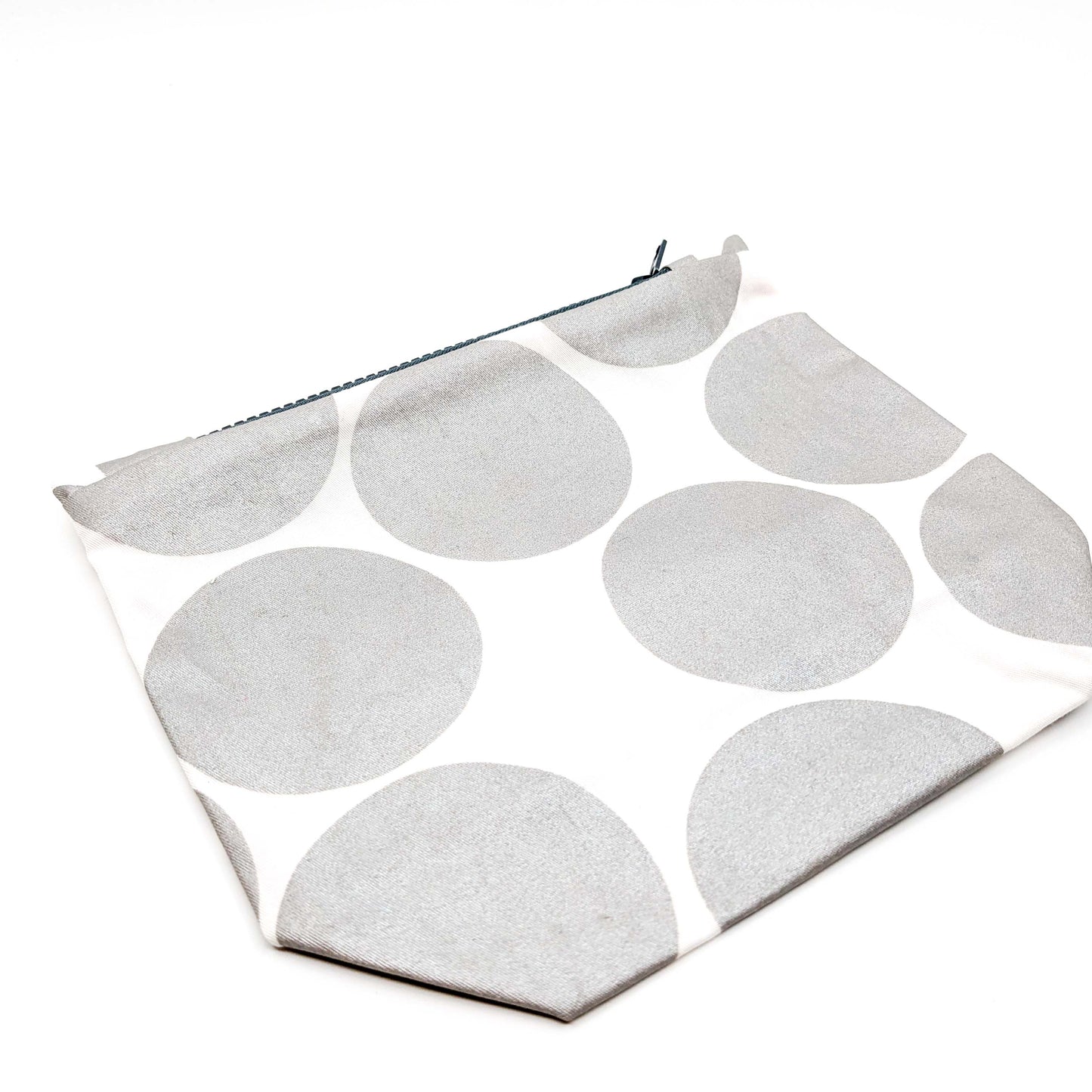 Gusseted Zippered Pouches, Cotton, Small / Big Silver Dot