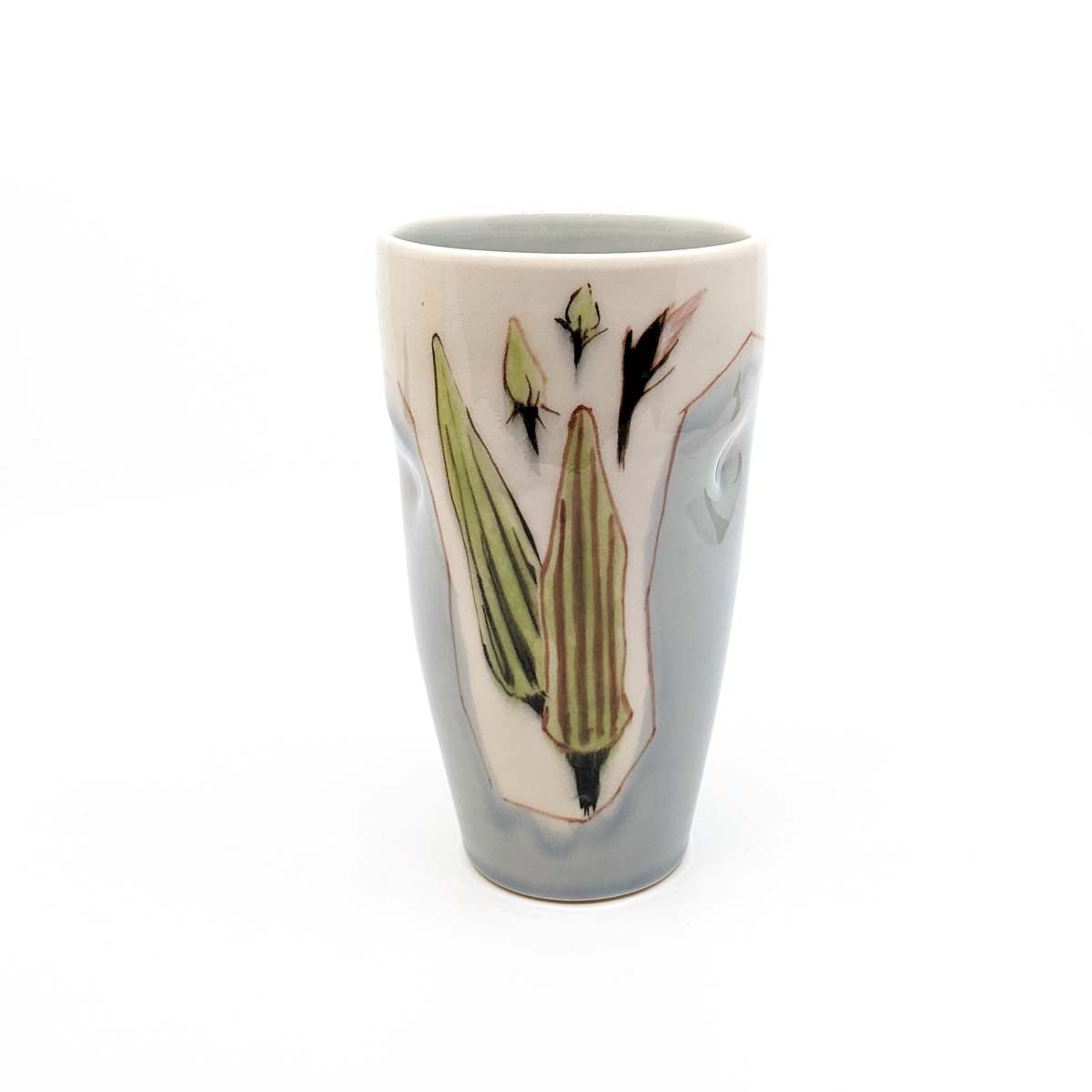 Phil Haralam - Tall Tumbler or Vase - Style 7124 (Blue with Okra) - VISUAL INDEX