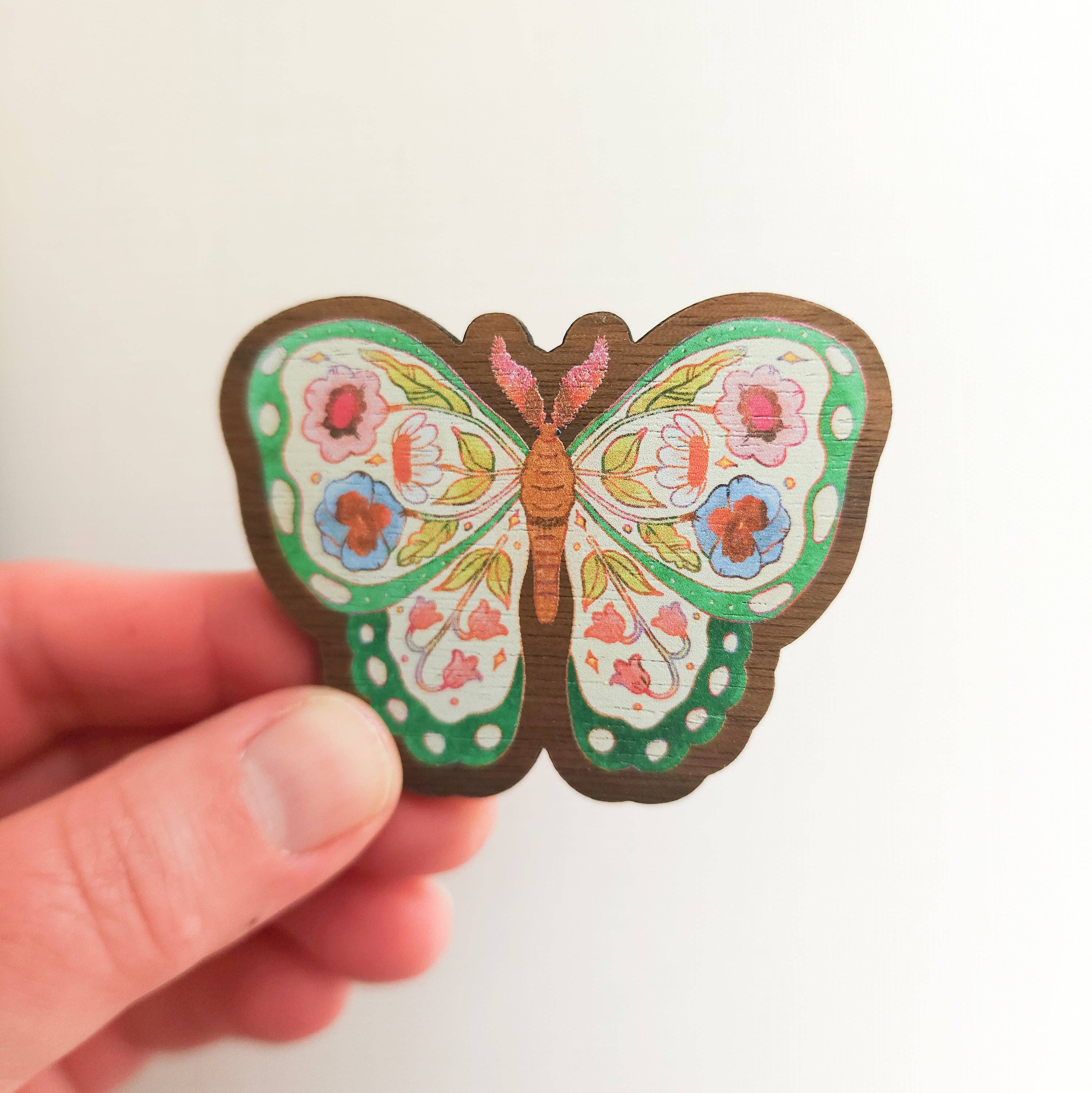 Floral Butterfly Refrigerator Magnet
